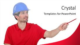  Presentation with lead - Cool new presentation theme with check lead - architect pointing with pencil backdrop and a  colored foreground