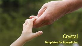  Presentation with brain and child development - Audience pleasing presentation consisting of check lead - hands of father and child backdrop and a tawny brown colored foreground