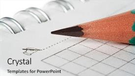  Presentation with notebook - Audience pleasing PPT theme consisting of check lead - pencil and notebook on white backdrop and a  colored foreground