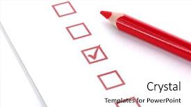  Presentation with red - Colorful PPT theme enhanced with check mark - checklist and red pencil closeup backdrop and a white colored foreground