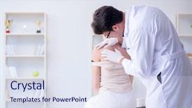  Presentation with skin doctor - Amazing theme having check mark - doctor examining the skin backdrop and a sky blue colored foreground