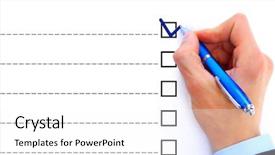  Presentation with three for one - Beautiful slides featuring check mark - hand choosing one of three backdrop and a white colored foreground