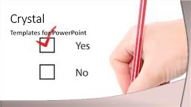  Presentation with survey - Audience pleasing presentation theme consisting of check mark - survey backdrop and a white colored foreground