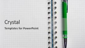  Presentation with pen - PPT theme enhanced with check paper with spiral background and a light gray colored foreground