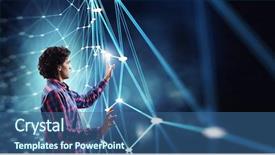  Presentation with media as culture - Cool new presentation theme with check presentation - man using media interface mixed backdrop and a  colored foreground