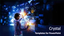 Presentation with retinal prosthetics interface - Cool new presentation theme with check presentation - man using media interface mixed backdrop and a  colored foreground