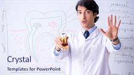  Presentation with dentist - Presentation featuring check presentation - young handsome dentist in front background and a sky blue colored foreground