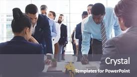  Presentation with diverse business people - Audience pleasing slide deck consisting of check signs - front view of diverse business backdrop and a gray colored foreground