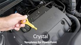  Presentation with engine - Amazing PPT layouts having check the oil level backdrop and a gray colored foreground