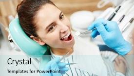  Presentation with oral cavity - Slide deck consisting of check up her oral cavity background and a light blue colored foreground