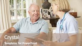  Presentation with health - Colorful presentation design enhanced with check with nurse at home backdrop and a coral colored foreground