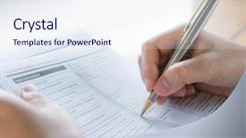  Presentation with paint application - Cool new PPT theme with checkbox - hand with pen over application backdrop and a sky blue colored foreground