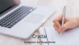  Presentation with nurse application - Amazing slides having checkbox - hand with pen over application backdrop and a sky blue colored foreground