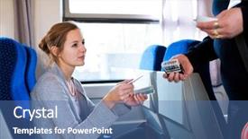  Presentation with conductor - Theme having checked by the train conductor background and a ocean colored foreground