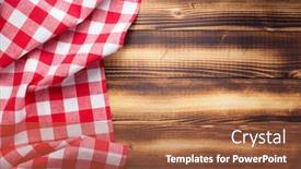  Presentation with table napkin - Beautiful PPT theme featuring checked-cloth-napkin-or-tablecloth backdrop and a red colored foreground