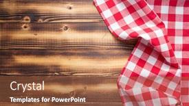  Presentation with table napkin - Colorful PPT theme enhanced with checked-cloth-napkin-or-tablecloth backdrop and a tawny brown colored foreground