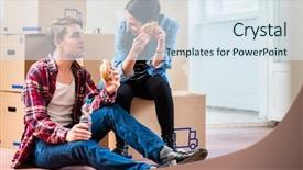  Presentation with renovation - Theme enhanced with checker box - young couple looking tired while background and a sky blue colored foreground