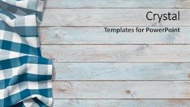 Presentation with picnic - Slides featuring checker design - blue picnic cloth on wood background and a light gray colored foreground