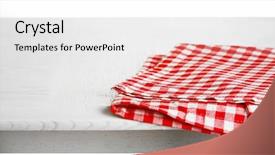  Presentation with table napkin - PPT theme with checker design - wooden table with napkin isolated background and a white colored foreground