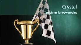  Presentation with trophy - Presentation enhanced with checker flag stands on trophy background and a ocean colored foreground
