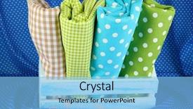  Presentation with abstract dark blue color crayons - PPT theme featuring checker wavy - color mottled fabrics in basket background and a  colored foreground