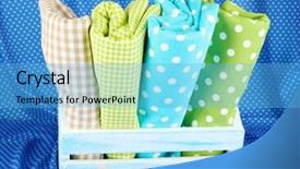  Presentation with fabric - Beautiful slides featuring checker wavy - color mottled fabrics in basket backdrop and a  colored foreground