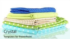  Presentation with fabrics - Presentation design featuring checker wavy - color mottled fabrics isolated background and a  colored foreground