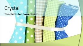  Presentation with fabrics - Slide set consisting of checker wavy - color mottled fabrics isolated background and a cool aqua colored foreground