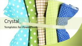  Presentation with fabrics - Cool new presentation theme with beautiful girl with long dark hair chooses jewellery in the shop window backdrop and a gray colored foreground.