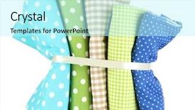  Presentation with fabrics - Slides with checker wavy - color mottled fabrics isolated background and a cool aqua colored foreground