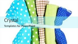  Presentation with knit fabrics - Slide deck featuring checker wavy - color mottled fabrics isolated background and a  colored foreground