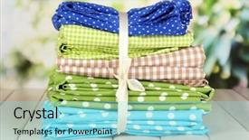  Presentation with fabrics - Cool new PPT theme with checker wavy - color mottled fabrics on wooden backdrop and a arctic colored foreground