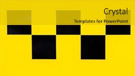  Presentation with taxi - Beautiful PPT theme featuring checkerboard - checker pattern of a taxi backdrop and a gold colored foreground