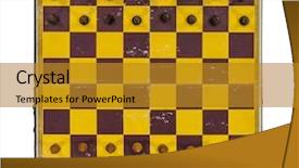  Presentation with chess board - Theme with checkerboard - grungy worn vintage chess board background and a gold colored foreground
