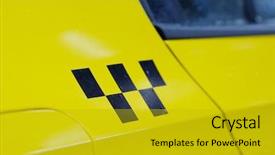  Presentation with taxi - Colorful slide deck enhanced with checkerboard - image of a taxi car backdrop and a gold colored foreground
