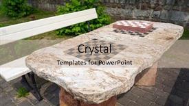 Presentation with sports table tennis two ping - Slide set enhanced with checkerboard - park chess table in sopot background and a soft green colored foreground