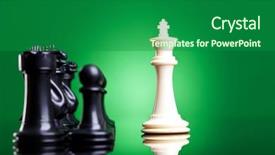  Presentation with chess pieces - PPT theme enhanced with checkerboard - white king in front background and a forest green colored foreground
