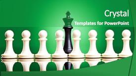  Presentation with chess pieces - Amazing presentation design having checkerboard - white pawns in front backdrop and a shamrock green colored foreground