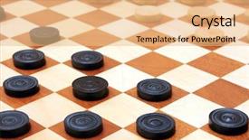  Presentation with close up of a chess - Colorful slide set enhanced with checkerboard with checkers spaced close backdrop and a coral colored foreground