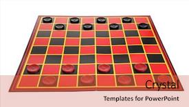  Presentation with board game - Theme with checkered - checkers game board cutout background and a red colored foreground