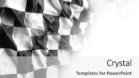  Presentation with checkered flag - Presentation design with checkered black and white flag background and a white colored foreground