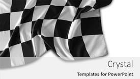  Presentation with checkered flag - Presentation design enhanced with checkered-black-and-white-racing background and a light gray colored foreground