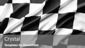  Presentation with checkered flag - Beautiful PPT theme featuring checkered-black-and-white-racing backdrop and a gray colored foreground