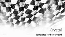  Presentation with checkered flag - PPT theme consisting of checkered-black-and-white-racing background and a white colored foreground