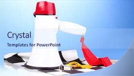  Presentation with checkered flag - Theme featuring checkered finish flag and megaphone background and a sky blue colored foreground