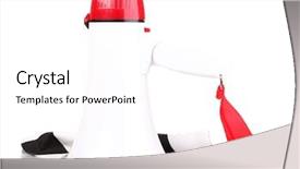  Presentation with checkered flag - Audience pleasing PPT theme consisting of checkered finish flag and megaphone backdrop and a white colored foreground