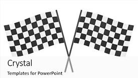  Presentation with checkered flag - PPT theme consisting of checkered finish flags isolated background and a white colored foreground