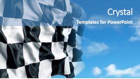  Presentation with checkered flag - Slide set featuring checkered flag and blue sky background and a teal colored foreground