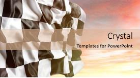  Presentation with checkered flag - Slide deck enhanced with checkered flag and bright sky background and a coral colored foreground