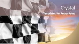  Presentation with checkered flag - Colorful presentation design enhanced with checkered flag and bright sky backdrop and a gray colored foreground
